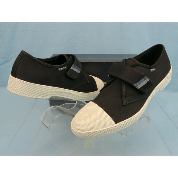 PRADA 2OG062 BLACK CANVAS LOGO RUBBER CAP TOE CINCH STRAP SNEAKERS 10.5 US 11.5 - Picture 1 of 12